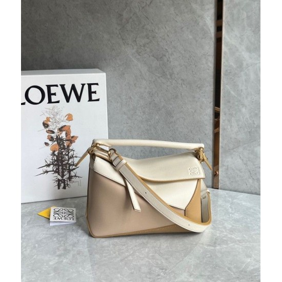 Loewe Puzzle Mini Bag in Multicolor Angora and Beige Calfskin