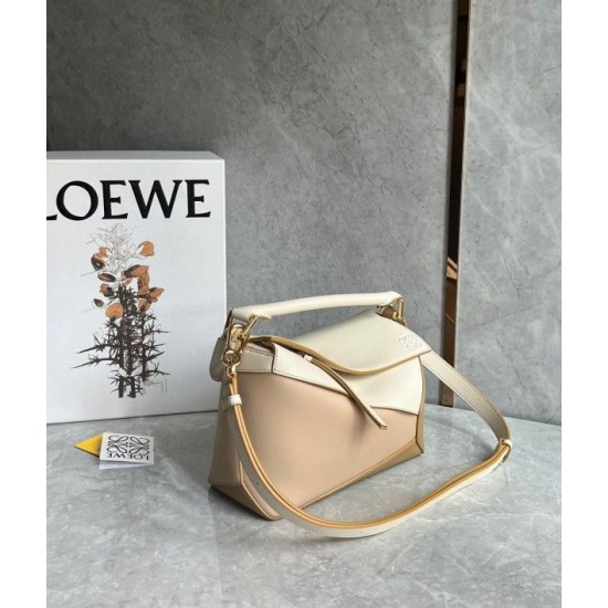 Loewe Puzzle Mini Bag in Multicolor Angora and Beige Calfskin