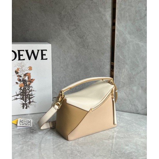 Loewe Puzzle Mini Bag in Multicolor Angora and Beige Calfskin