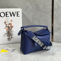 Loewe Puzzle Edge Small Bag In Deep Purple Satin Calfskin