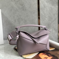 Loewe Puzzle Edge Small Bag In Pale Aubergine Satin Calfskin