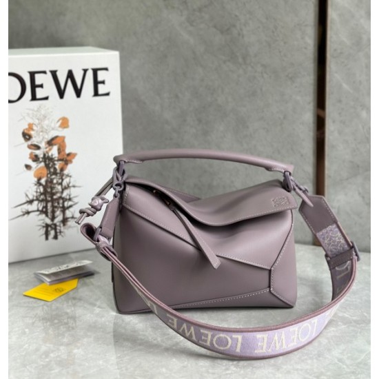 Loewe Puzzle Edge Small Bag In Pale Aubergine Satin Calfskin