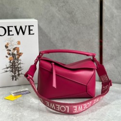 Loewe Puzzle Edge Small Bag In Ruby Red Satin Calfskin