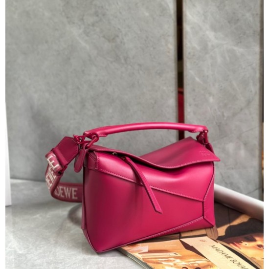 Loewe Puzzle Edge Small Bag In Ruby Red Satin Calfskin