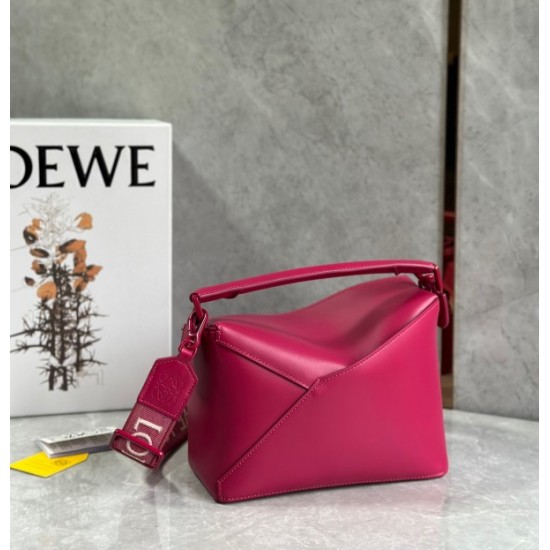 Loewe Puzzle Edge Small Bag In Ruby Red Satin Calfskin