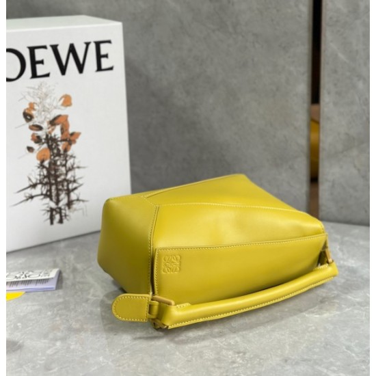 Loewe Puzzle Edge Small Bag In Yellow Satin Calfskin