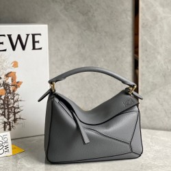 Loewe Puzzle Small Bag In Asphalt Grey Grained Leather