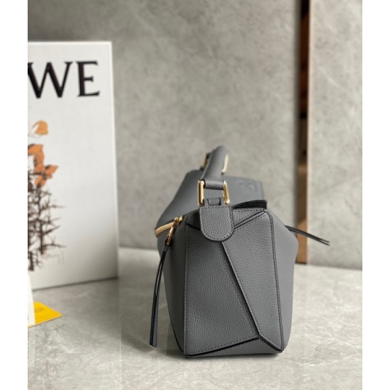 Loewe Puzzle Small Bag In Asphalt Grey Grained Leather