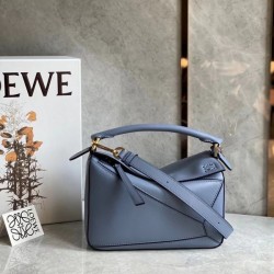 Loewe Puzzle Small Bag In Atlantic Blue Calfskin Leather