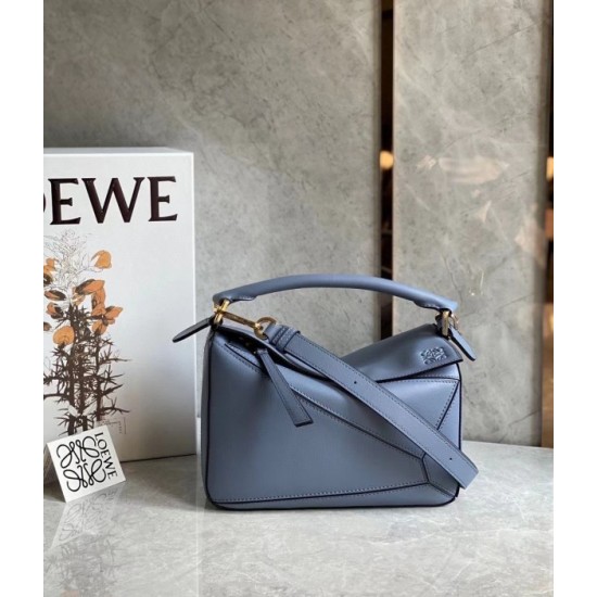 Loewe Puzzle Small Bag In Atlantic Blue Calfskin Leather