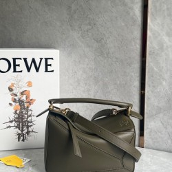 Loewe Puzzle Small Bag In Dark Green Classic Calfskin