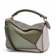 Loewe Puzzle Small Bag In Green Oat Calfskin