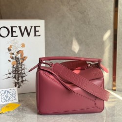 Loewe Puzzle Small Bag In Plumrose Satin Calfskin