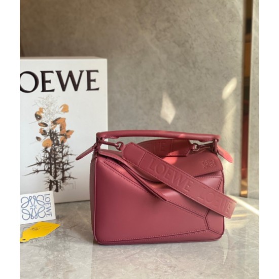 Loewe Puzzle Small Bag In Plumrose Satin Calfskin