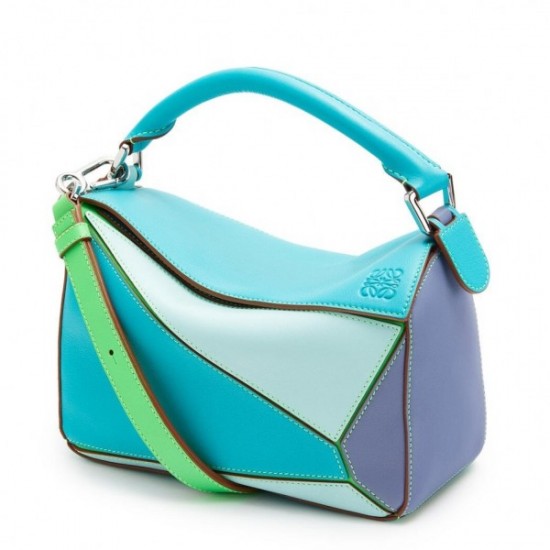 Loewe Small Puzzle Bag In Blue Blueberry Lilas Calfskin