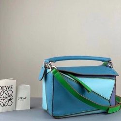 Loewe Small Puzzle Bag In Blue Blueberry Lilas Calfskin