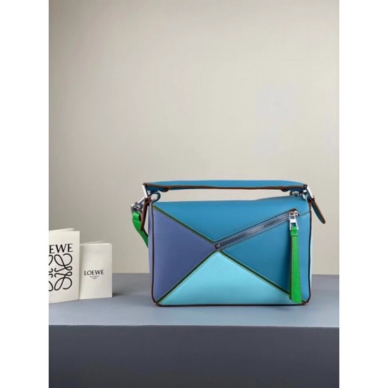 Loewe Small Puzzle Bag In Blue Blueberry Lilas Calfskin