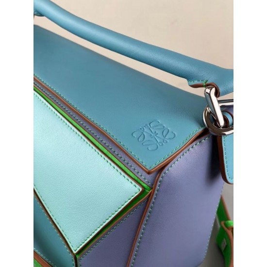 Loewe Small Puzzle Bag In Blue Blueberry Lilas Calfskin