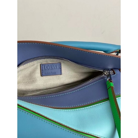 Loewe Small Puzzle Bag In Blue Blueberry Lilas Calfskin