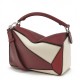 Loewe Small Puzzle Bag In Bordeaux Garnet White Calfskin