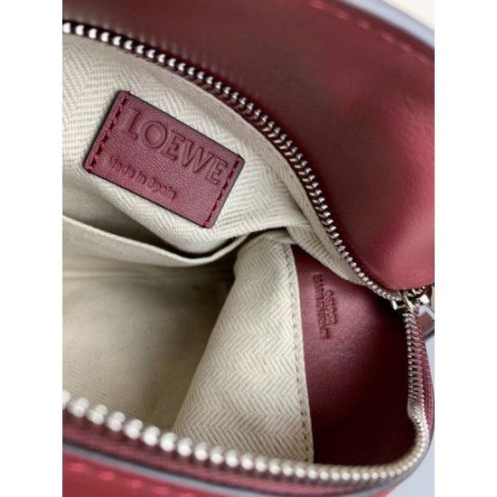 Loewe Small Puzzle Bag In Bordeaux Garnet White Calfskin