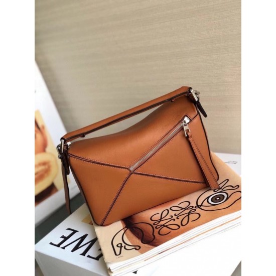 Loewe Small Puzzle Bag In Brown Calfskin Leather