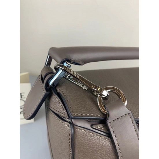 Loewe Small Puzzle Bag In Dark Taupe Grained Calfskin