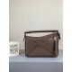 Loewe Small Puzzle Bag In Dark Taupe Grained Calfskin