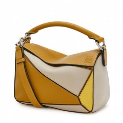 Loewe Small Puzzle Bag In Ochre Yellow Beige Calfskin