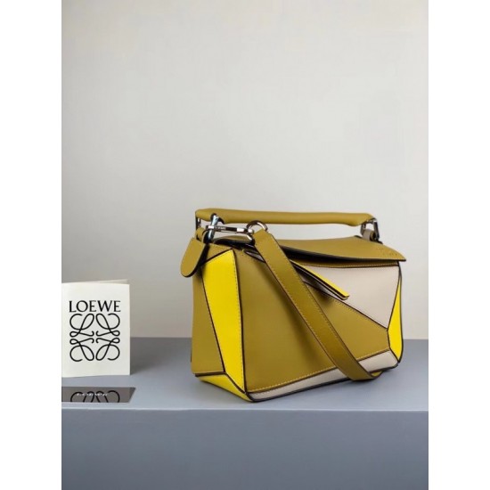 Loewe Small Puzzle Bag In Ochre Yellow Beige Calfskin