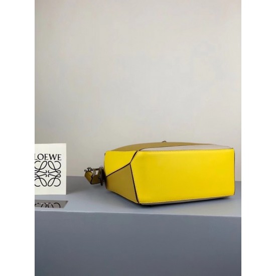 Loewe Small Puzzle Bag In Ochre Yellow Beige Calfskin