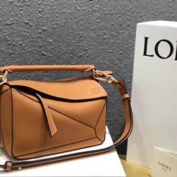 Loewe Small Puzzle Bag In Tan Grained Calfskin