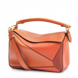 Loewe Small Puzzle Bag In Tan Orange Camel Calfskin