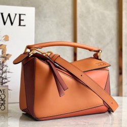 Loewe Small Puzzle Bag In Tan Orange Camel Calfskin