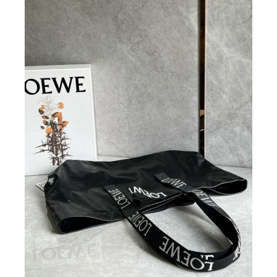 Loewe Fold Shopper Bag in Black Paper Calfskin 