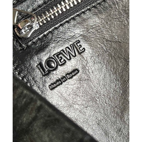 Loewe Fold Shopper Bag in Black Paper Calfskin 