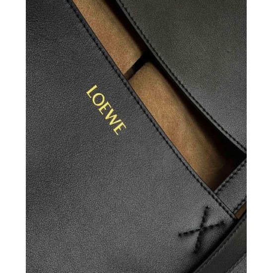 Loewe Large Puzzle Fold Tote Bag in Black Calfskin