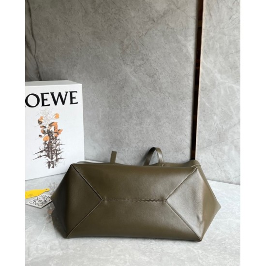 Loewe Large Puzzle Fold Tote Bag in Dark Green Calfskin