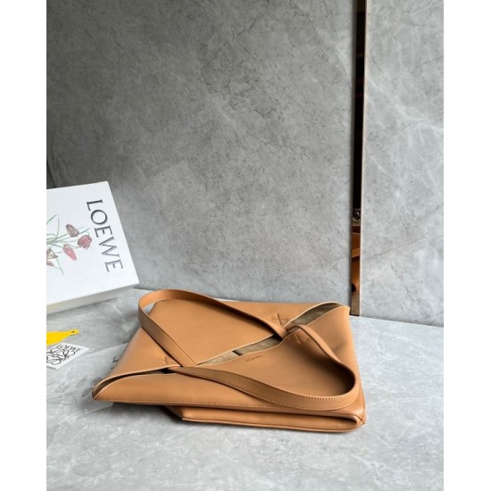 Loewe Large Puzzle Fold Tote Bag in Tan Calfskin