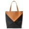 Loewe Large Puzzle Fold Tote Bag in Tan and Black Calfskin