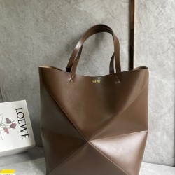 Loewe Large Puzzle Fold Tote Bag in Umber Calfskin