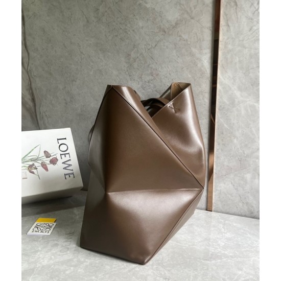 Loewe Large Puzzle Fold Tote Bag in Umber Calfskin