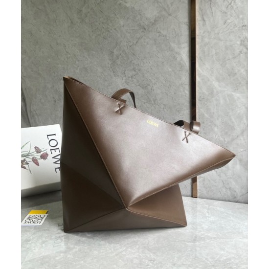 Loewe Large Puzzle Fold Tote Bag in Umber Calfskin