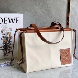 Loewe Medium Cushion Tote In Canvas and Calfskin