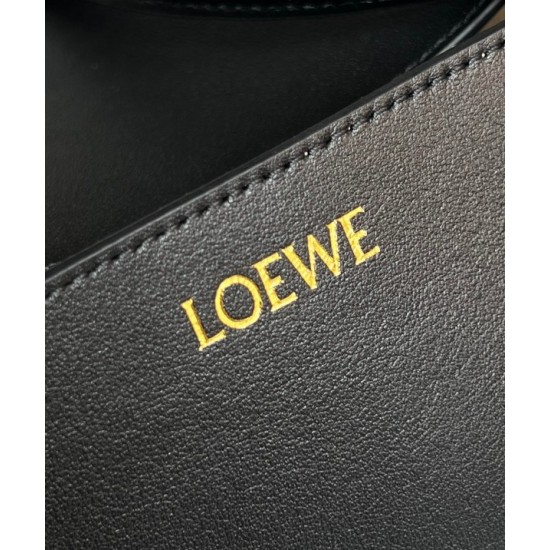 Loewe Medium Puzzle Fold Tote Bag in Black Calfskin