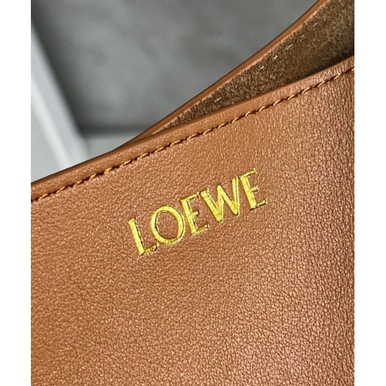 Loewe Medium Puzzle Fold Tote Bag in Tan Calfskin