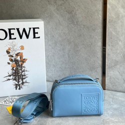 Loewe Mini Camera Crossbody Bag in Blue Calfskin