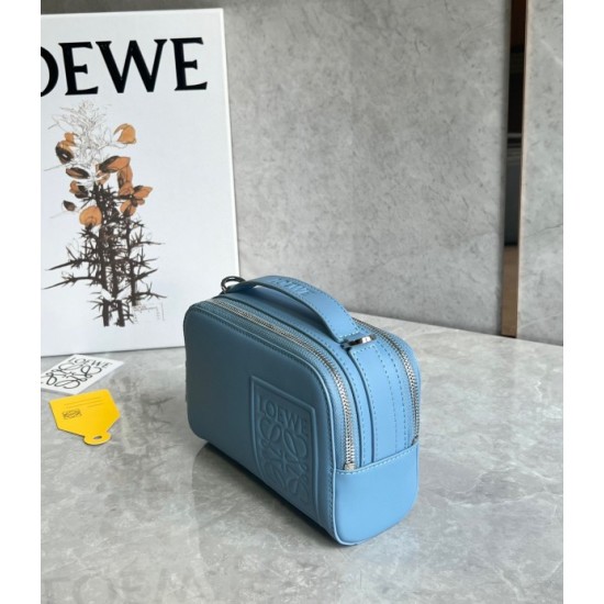 Loewe Mini Camera Crossbody Bag in Blue Calfskin