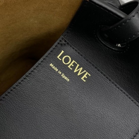 Loewe Small Anagram Tote In Black Calfskin 