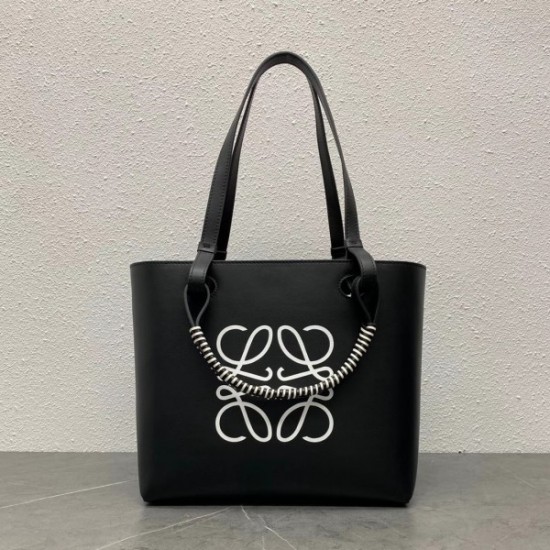 Loewe Small Anagram Tote In Black Calfskin 